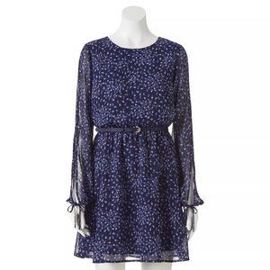 LC Lauren Conrad - Navy- Dark Blue Floral Chiffon Dress